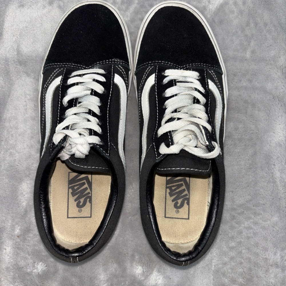 Vans Old Skool Unisex Black and White Skate Sneakers Size Men's 7 Women's 8.5 - Picture 5 of 10